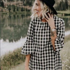 Roolee Joy Plaid Nursing MOM Dress in Black